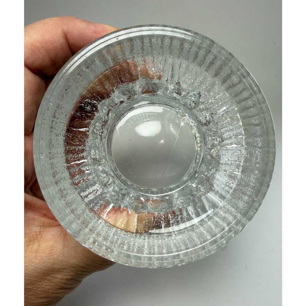 LE Smith Glass Fjord Glacial Candle Holders Set Scandinavian Textured Ice 1970s - Picture 6 of 7
